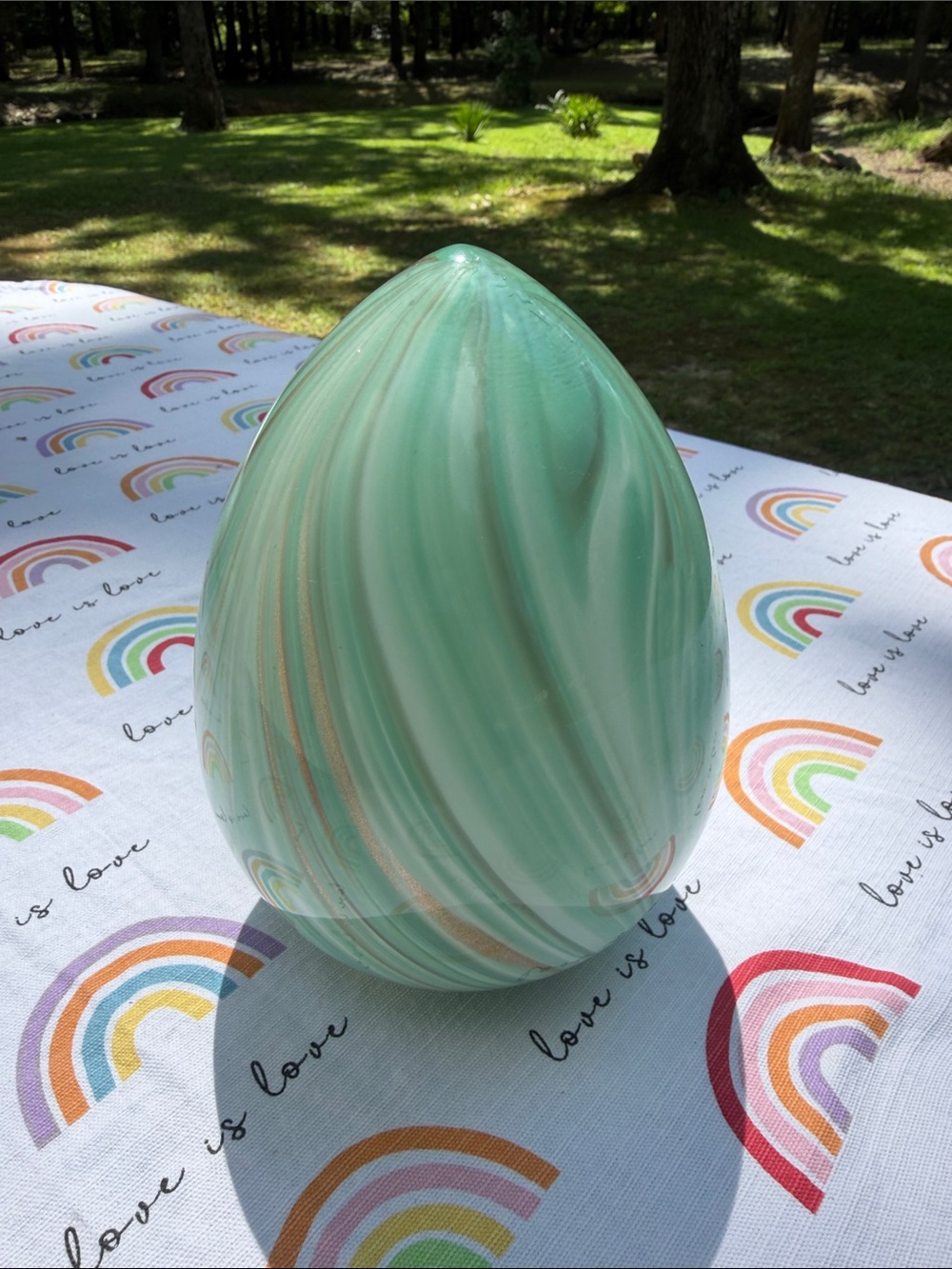 Vandermark Mint Green Swirled Glass Art Vase by